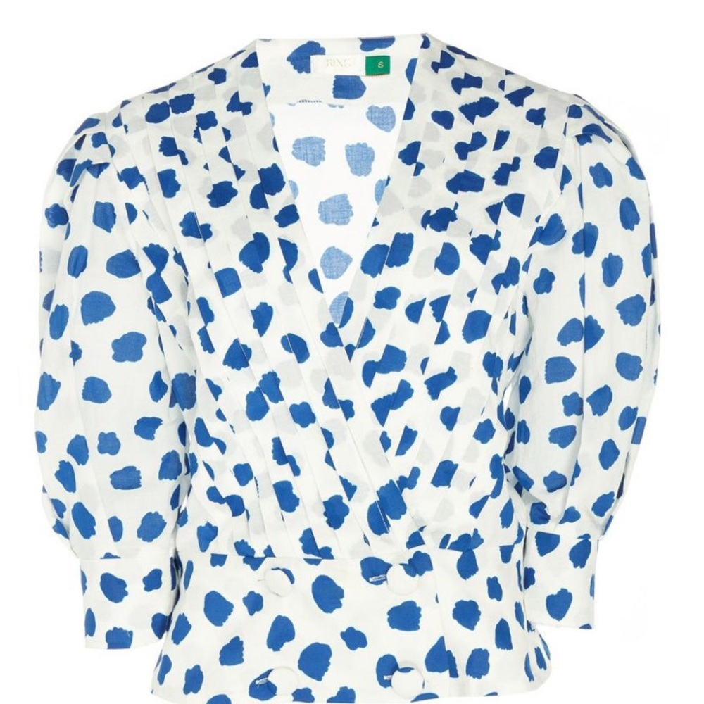 Rixo CHANEL - TULIP SPOT WHITE BLUE